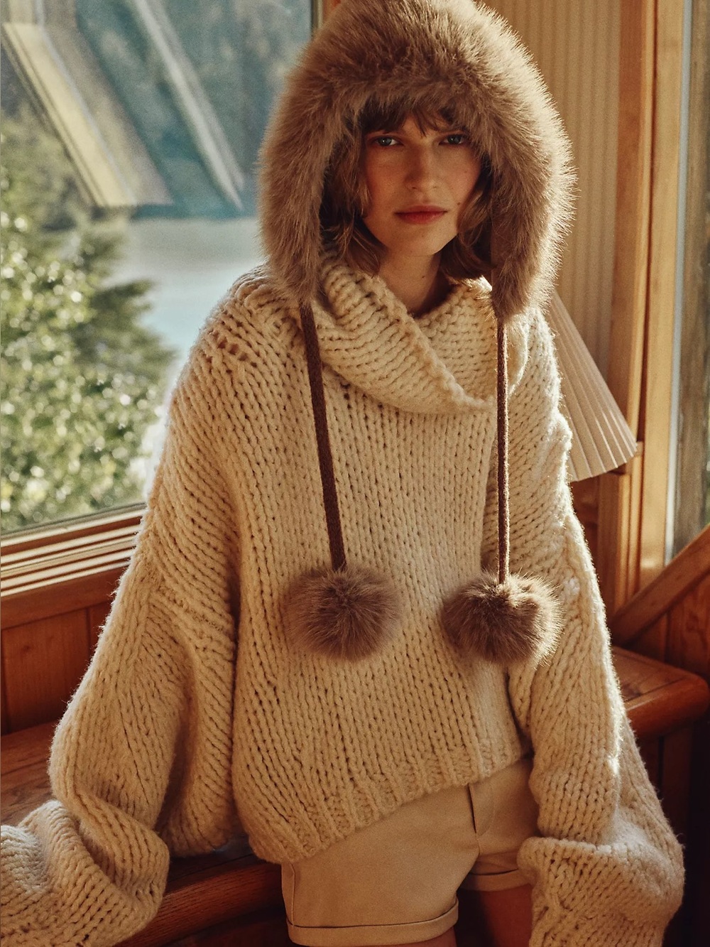 By Anthropologie Chunky Wool Blend Oversized Turtleneck Jumper Sweater